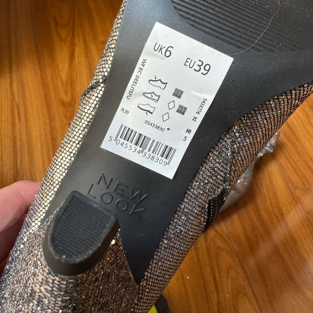 New Look Silver Heeled Boots with Glitter Finish - Picture 10 of 14